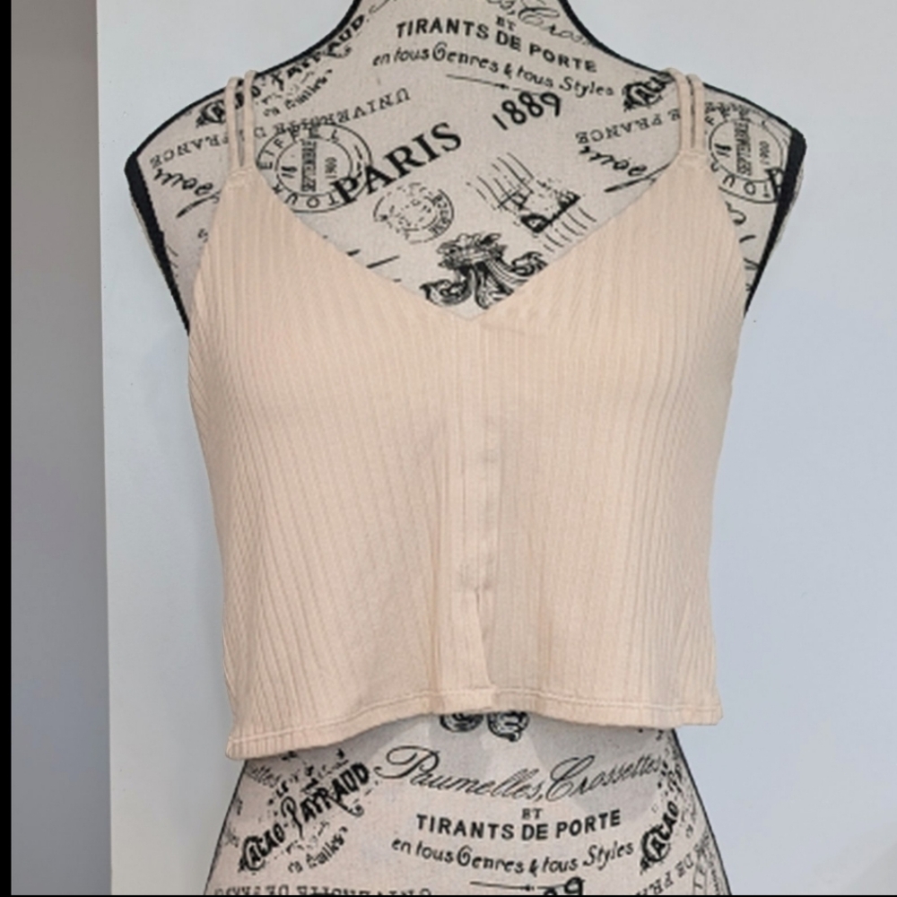 AERIE | Women's Beige Racerback w/ Floral Lace Detailing Cropped Bralette NWOT